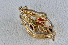 Load image into Gallery viewer, Gold Tone Multi-Gemstone Leaf Charm Pendant