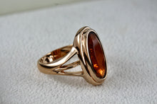 Load image into Gallery viewer, Avon Oval Citrine Cocktail Ring Size 6