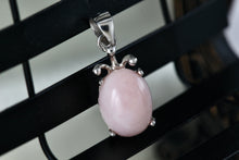 Load image into Gallery viewer, Sterling Silver Small Pink Moonstone Oval Pendant Charm