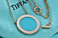Load image into Gallery viewer, Tiffany & Co. Rose Gold Diamond Tiffany T Turquoise Pendant 16" Necklace