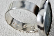 Load image into Gallery viewer, Sterling Silver Handmade Square Cracked Blue Glass Ring Size 7 Signed SR