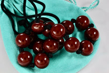 Load image into Gallery viewer, Tiffany & Co. Elsa Peretti Large Red Lacquer Beaded Silk Cord Necklace