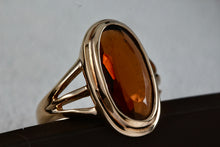 Load image into Gallery viewer, Avon Oval Citrine Cocktail Ring Size 6