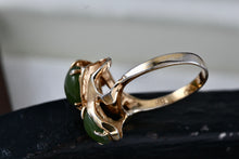 Load image into Gallery viewer, Sterling Silver Vermeil SS Green Oval Jade Multi Stones Melt Wrap Ring Size 7