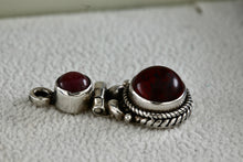 Load image into Gallery viewer, Sterling Silver Red Jasper Pink Rhodonite Double Bead Hinge Hand Made Pendant