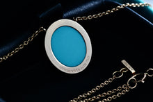 Load image into Gallery viewer, Tiffany & Co. Rose Gold Diamond Tiffany T Turquoise Pendant 16" Necklace