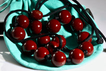 Load image into Gallery viewer, Tiffany & Co. Elsa Peretti Large Red Lacquer Beaded Silk Cord Necklace