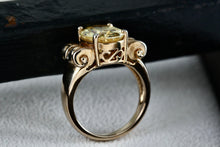 Load image into Gallery viewer, Sterling Silver Vermeil CZ Diamond Scroll Oval Citrine Cocktail Ring Size 8