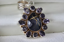 Load image into Gallery viewer, Sterling Silver Purple Gemstone Heavy Medallion Handmade Pendant