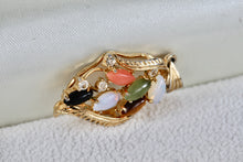 Load image into Gallery viewer, Gold Tone Multi-Gemstone Leaf Charm Pendant