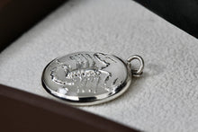 Load image into Gallery viewer, Sterling Silver Scorpion Scorpio Zodiac Acrylic Round Circle Charm Pendant