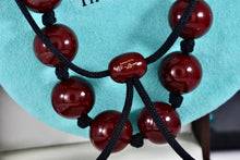 Load image into Gallery viewer, Tiffany & Co. Elsa Peretti Large Red Lacquer Beaded Silk Cord Necklace