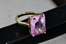 Load image into Gallery viewer, Sterling Silver Vermeil CZ Pink Topaz Rectangle Cocktail Ring Size 7