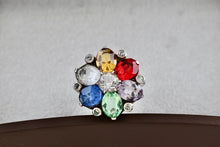 Load image into Gallery viewer, Sterling Silver Uncas Multi Color Stone High Quality Vintage Cocktail Ring Size 6.5