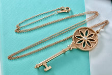 Load image into Gallery viewer, Tiffany & Co. 18Kt. Rose Gold Diamond Daisy Large Key 2.25" Pendant Necklace
