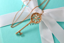 Load image into Gallery viewer, Tiffany & Co. 18Kt. Rose Gold Diamond Daisy Large Key 2.25" Pendant Necklace