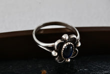Load image into Gallery viewer, Sterling Silver Small Vintage Oval Cut Blue Star Sapphire Handmade Ring Size 7.5