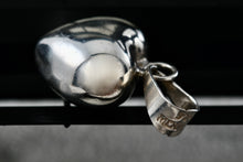 Load image into Gallery viewer, Sterling Silver Puffy Floating Heart Dangle Bell Charm Pendant