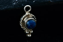 Load image into Gallery viewer, Sterling Silver Lapis Bead Twist Rope Wrap Charm Pendant