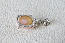 Load image into Gallery viewer, Sterling Silver Small Pink Moonstone Oval Pendant Charm