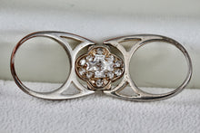 Load image into Gallery viewer, Vintage Silverplate Reversible CZ Ruby Diamonds Costume Ring Size 5