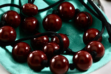 Load image into Gallery viewer, Tiffany & Co. Elsa Peretti Large Red Lacquer Beaded Silk Cord Necklace