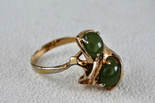Load image into Gallery viewer, Sterling Silver Vermeil SS Green Oval Jade Multi Stones Melt Wrap Ring Size 7