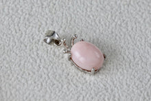 Load image into Gallery viewer, Sterling Silver Small Pink Moonstone Oval Pendant Charm