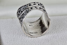Load image into Gallery viewer, Sterling Silver ISRAEL Eternal Tree Extra Extra Wide Bade Ring Size 8.5
