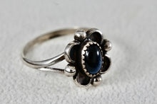 Load image into Gallery viewer, Sterling Silver Small Vintage Oval Cut Blue Star Sapphire Handmade Ring Size 7.5