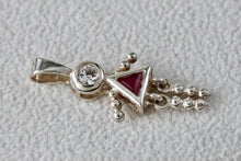 Load image into Gallery viewer, Sterling Silver CZ Diamond Pink Sapphire Dress Little Girl Pendant