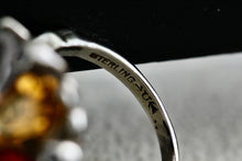 Load image into Gallery viewer, Sterling Silver Uncas Multi Color Stone High Quality Vintage Cocktail Ring Size 6.5