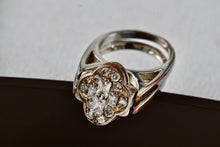 Load image into Gallery viewer, Vintage Silverplate Reversible CZ Ruby Diamonds Costume Ring Size 5