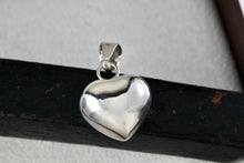 Load image into Gallery viewer, Sterling Silver Puffy Floating Heart Dangle Bell Charm Pendant