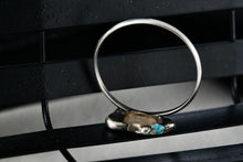 Load image into Gallery viewer, Native American Silver Red Coral & Blue Turquoise Chip Inlay Double Heart Mini Ring Size 5