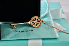 Load image into Gallery viewer, Tiffany & Co. 18Kt. Rose Gold Diamond Daisy Large Key 2.25" Pendant Necklace