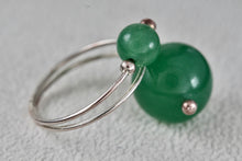 Load image into Gallery viewer, Sterling Silver Green Jade Marble Balls Wire Wrap Ring Size 6