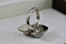 Load image into Gallery viewer, Sterling Silver Native American Turquoise & Red Coral Owl Handmade Ring Size 5