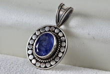 Load image into Gallery viewer, Sterling Silver Circle Twist Wrap Oval Purple Amethyst Stone Hand Made Pendant