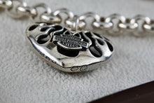 Load image into Gallery viewer, Harley Davidson Motorcycle Sterling Silver Heart Charm 6mm Link 7. 5" Bracelet