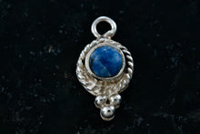 Load image into Gallery viewer, Sterling Silver Lapis Bead Twist Rope Wrap Charm Pendant