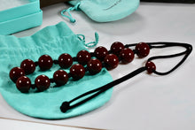 Load image into Gallery viewer, Tiffany & Co. Elsa Peretti Large Red Lacquer Beaded Silk Cord Necklace