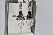 Load image into Gallery viewer, Sevan Bicakci 18Kt. Oxidized Gold Platinum Diamond Pearl Chandelier Drop Great Gatsby Earrings