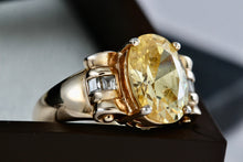 Load image into Gallery viewer, Sterling Silver Vermeil CZ Diamond Scroll Oval Citrine Cocktail Ring Size 8