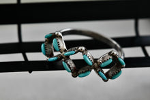 Load image into Gallery viewer, Native American Handmade Turquoise Needlepoint Square Pattern Silver Ring Size 6.5