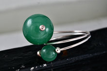 Load image into Gallery viewer, Sterling Silver Green Jade Marble Balls Wire Wrap Ring Size 6