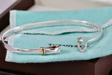 Load image into Gallery viewer, Tiffany & Co. 18K Gold & Silver Hook & Eye Bangle Bracelet Vintage Version 2