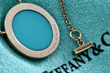 Load image into Gallery viewer, Tiffany & Co. Rose Gold Diamond Tiffany T Turquoise Pendant 16" Necklace