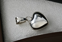 Load image into Gallery viewer, Sterling Silver Puffy Floating Heart Dangle Bell Charm Pendant