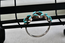 Load image into Gallery viewer, Native American Handmade Turquoise Needlepoint Square Pattern Silver Ring Size 6.5